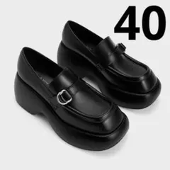 CHARLES & KEITH 厚底バックルローファー ブラック 40のサムネイル