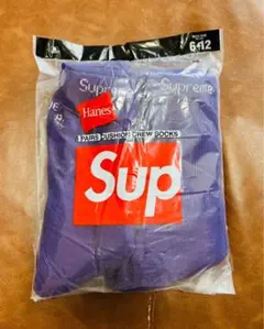 新品 Supreme × Hanes クルーソックス 靴下 パープル 1足のサムネイル