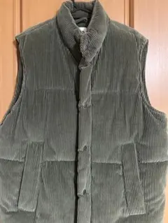 ZARA オリーブグリーン コーデュロイ ダウンベスト