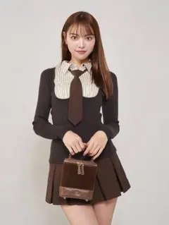 ダーリッチ Darichシャツドッキングニットミニワンピース