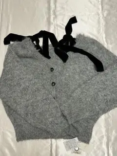 Chico ベロアリボンルーズニットカーディガン