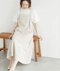 ロペピクニック　ギンガムチェック　キャミワンピ　ベージュ