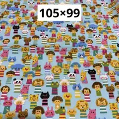 302 動物柄　ライトブルー　オックス生地　105×99
