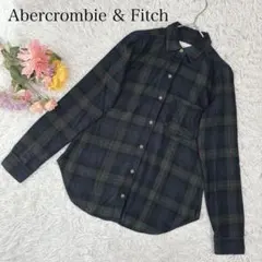アバクロンビーアンドフィッチ　長袖シャツ　チェック柄　刺繍ワンポイント