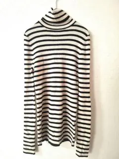 【ワケアリ】ユニクロ ストライプ タートルネックニット 長袖