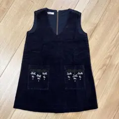 ファミリア ネイビー コーデュロイ ノースリーブワンピース 100cm