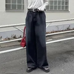 タグ付き Ciaopanic ワンタックストレートデニムパンツ ブラック Lのサムネイル