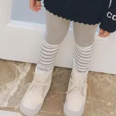 【新品未使用】裾ストライプ 裏起毛キッズレギンス 120サイズ