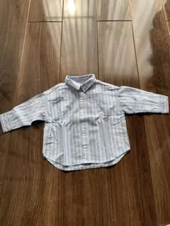 petit main 青白ストライプシャツ 80