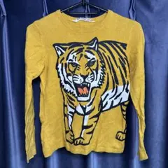 【人気】H&M キッズ タイガー コットンニット120 トラ柄 黄色のサムネイル