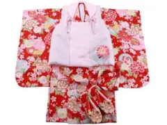 【新品】七五三 3歳女の子 総柄 着物 7点セット 被布コートセット　42のサムネイル