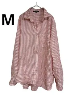 ✨海外古着✨赤と白のストライプ 長袖シャツ　ゆったり