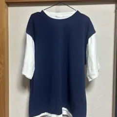 ikka（イッカ）ネイビーとホワイトTシャツ　XL