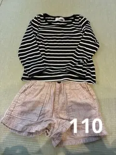 長袖トップス ＆秋冬物ショートパンツセット　110