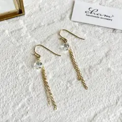 (No.331) スワロフスキー チェーン ハンドメイドピアス イヤリング