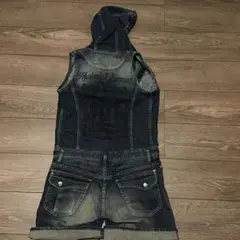 Hustler Clothing フード付きデニムサロペット