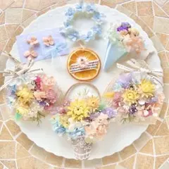 307ドライフラワー ガーランドꕤ︎︎華やかꕤ︎︎パステルꕤ︎︎春色ガーランドꕤ︎︎·͜· ︎︎
