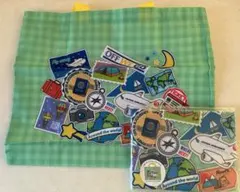 【未使用】JAL機内 ノベルティ 旅行柄 オリジナルレッスンバッグ 2点セット