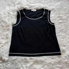 【お値下げ中】 Leilian ノースリーブ 9号　綿ニット　ステッチ