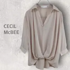 【セシルマクビー】スキッパーブラウスM カットソー シャツ Vネック キレイ目