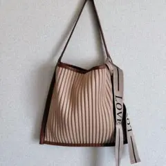 ベージュ プリーツデザイン ショルダーバッグ