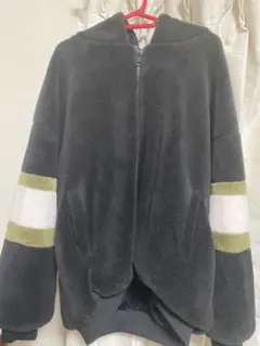 neos ルーズシルエット ライン フード フリース ボアブルゾン