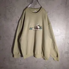 【冬景色刺繍】フルーツオブザルーム スウェット ベージュ ゆるだぼ レトロ
