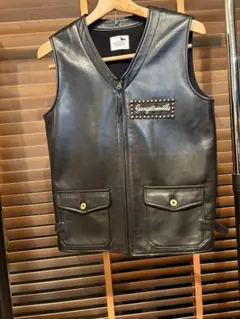 ギャングスタービル　スタッズレザーベスト S