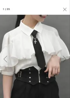 axes femme 半袖 フリルブラウス