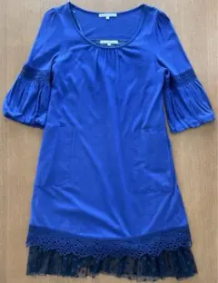 レベッカテイラー　ワンピース　七分袖　（ブルー）　【古着】