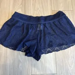 スイムウェア　ショートパンツ　レース編み　ネイビーのサムネイル