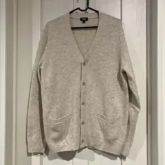 美品ユニクロ　ラムウールカーディガン Ｌサイズ　アイボリー