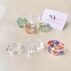 流行 ✴︎ 赤 ×紫  アクリルリング  クリアリング 3点セット 韓国