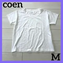 coen コーエン 半袖VネックTシャツ ホワイト 半袖Tシャツ Mサイズ