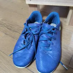 adidas サッカースパイク ブルー ネオンイエロー22.5cm