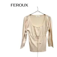 B0538FEROUX長袖薄手ニットブラウスU　デートオフィスカジュアルのサムネイル