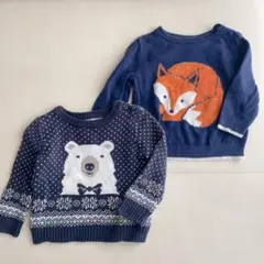 ニット セーター 子供服　80 ベビーギャップ　くま　きつね　fox 保育園着
