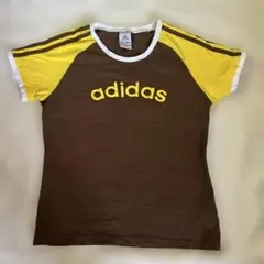 adidas 半袖Tシャツ ブラウン/イエロー　サイズOT
