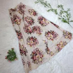 【ローリーズファーム】レディース　ロングスカート　F　花柄　春コーデ　裏地あり