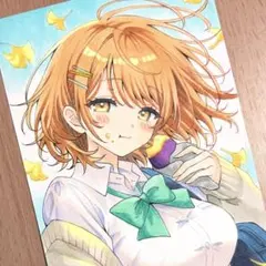 手描きイラスト オリジナル 食欲の秋 アナログ ハガキ