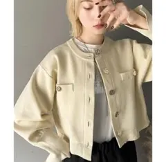 【新品】Classical Elf 軽量短丈袖スリットボタンニットカーディガン