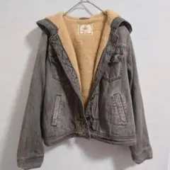 ウォッシュ加工デニムボアジャケット　sizeM