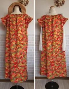 綺麗な花柄☆着物リメイク ハンドメイド ワンピース☆