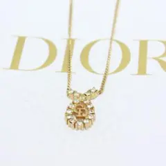 美品 Dior クリスチャンディオール CDロゴ ストーン ゴールド ネックレス