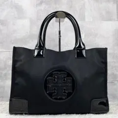 A4可 美品 トリーバーチ ナイロン トートバッグ エラ デカロゴ ブラック