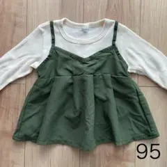 西松屋 重ね着風カットソー 95 カーキ