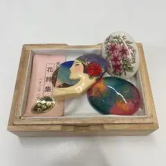 【九谷焼】 ブローチ 3個セット 花詩集 誕生花