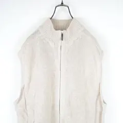 G435*ジョセフオム☆ジップアップ☆コットン☆ニット☆ベスト☆ベージュ☆50