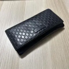 GUCCI ブラックレザー 長財布 GGパターン - メルカリ
