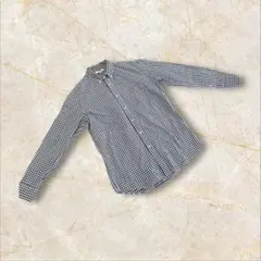 ユニクロ　長袖シャツ　Lサイズ　ブラック　ホワイト　ギンガムチェック　綿100%